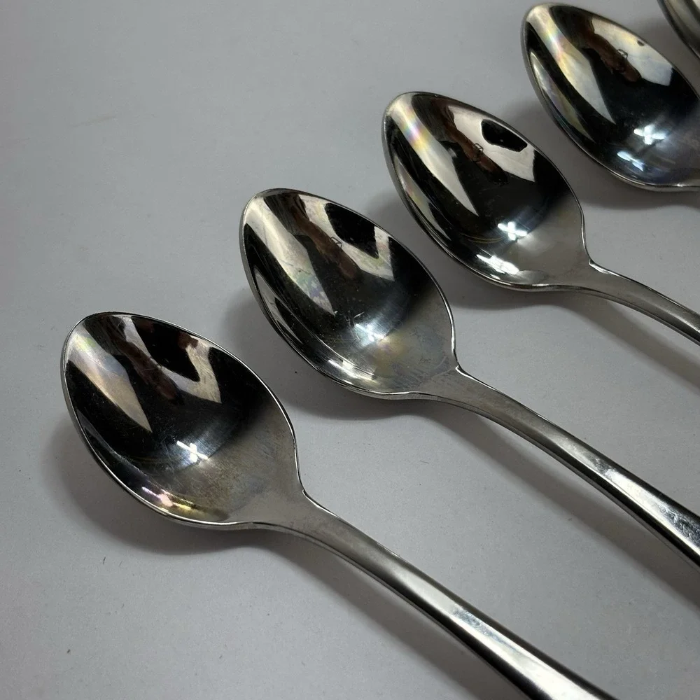 Lot of 5 Dansk Oval Spoons 18/8 Stainless Steel Glossy Silver Indonesia 4.75